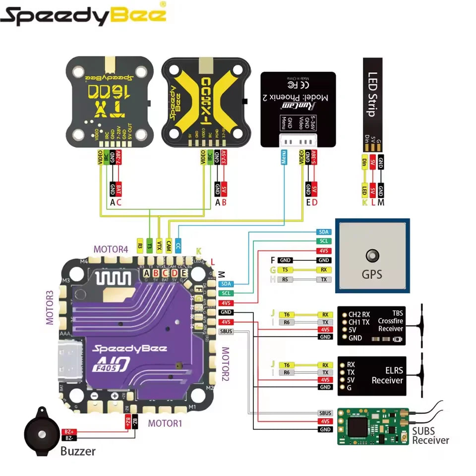 Controlador de vuelo Speedybee F405 AIO 40A ESC BLUEJAY 3-6S