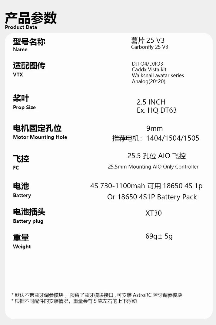 AstroRC Carbonfly 25 V3 2,5 pulgadas Cinewhoop