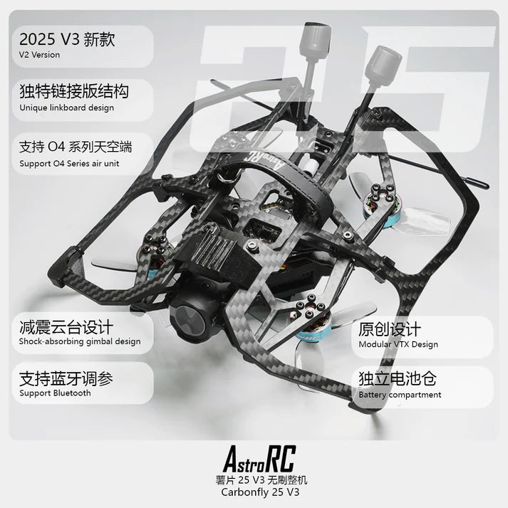 AstroRC [PNP/BNF] CarbonFly25 V3 HD Cinewhoop FPV Drone 2.5 Inch