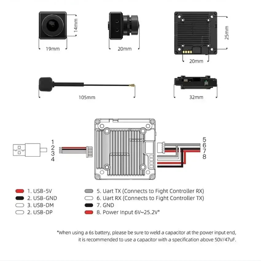 Walksnail Avatar Kit HD V2, 5.8Ghz Sistema Digital, FPV 32GB 22ms Baixa Latência, 1080p HD, 160 ° Day Vision Camera com Gyroflow