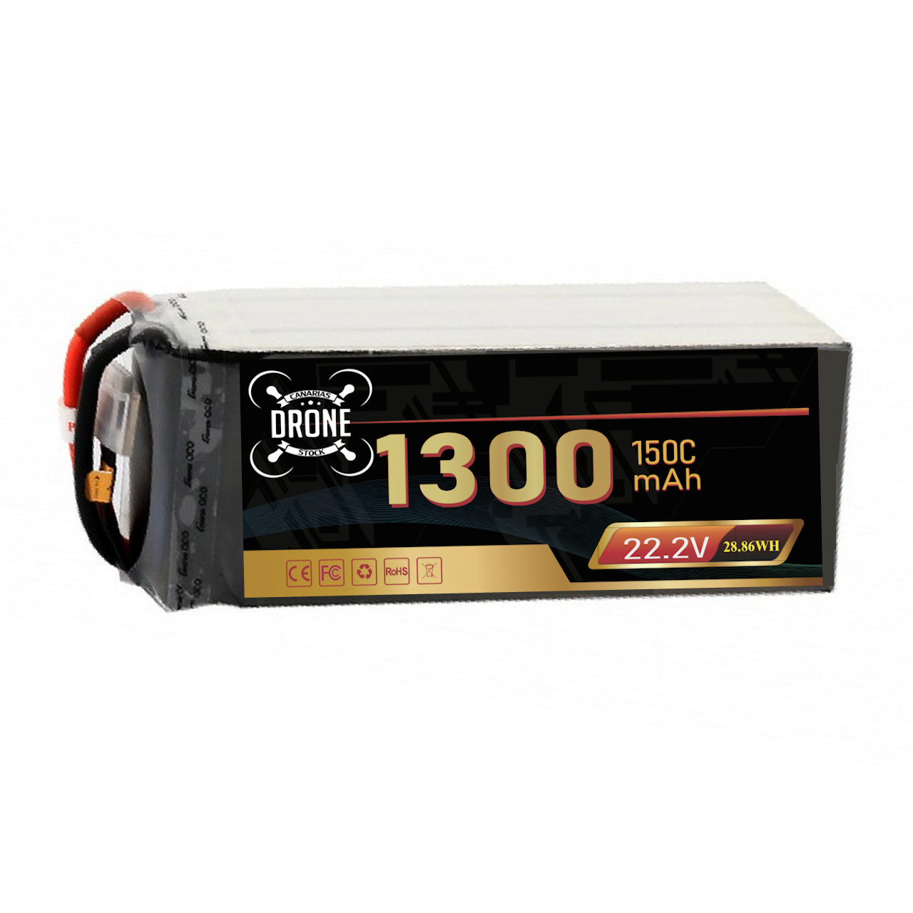 1 Batería 6s Lipo 1300mAh 100C 22.2V FPV Batería con Conector XT60