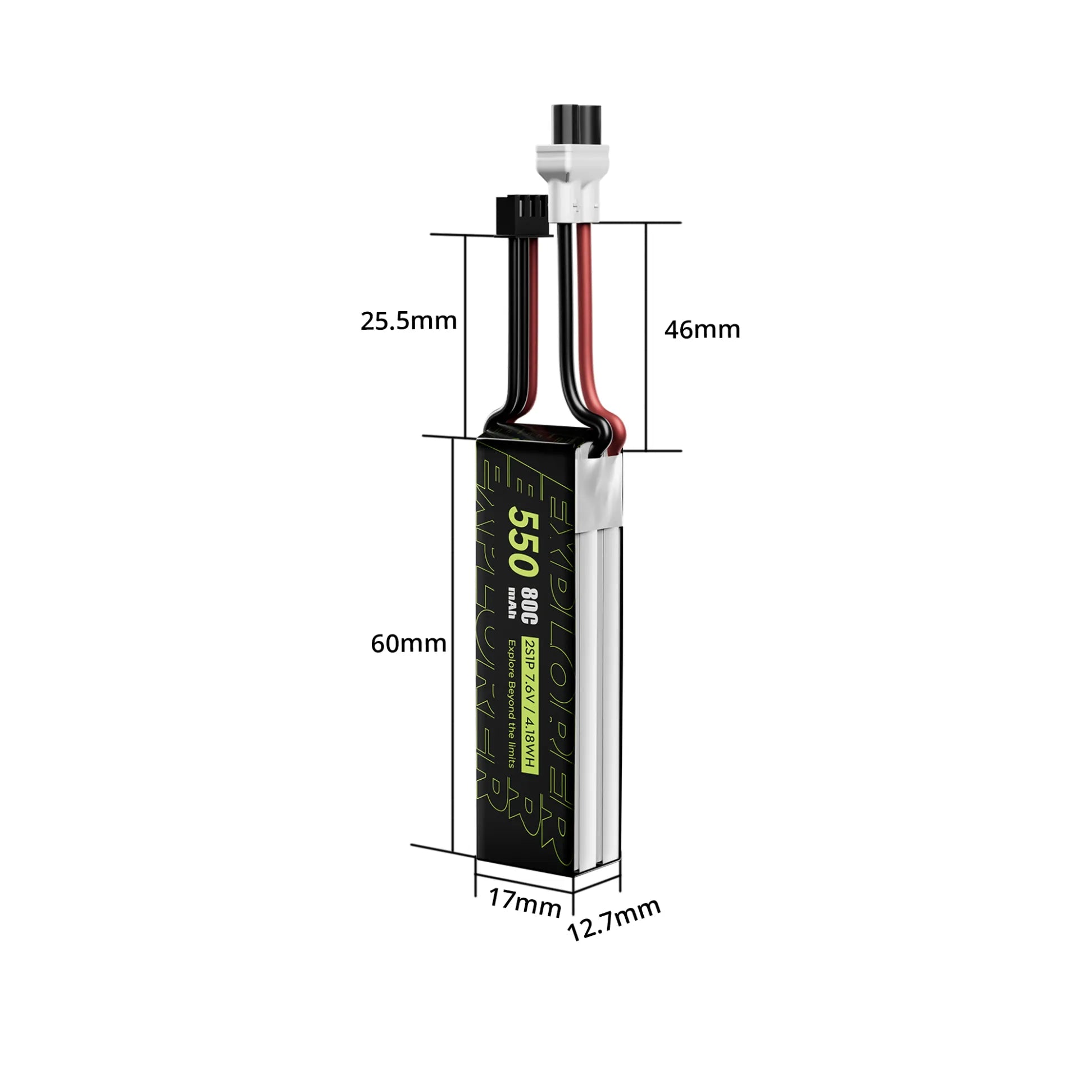 2PCS Explorer 550mAh LiHV 2S 80C Battery （Flywoo XT30UP）