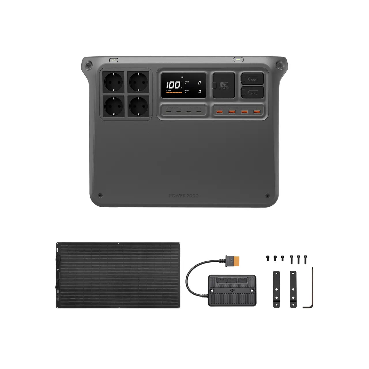 DJI Power 2000 y Panel solar flexible de 200 W × 1