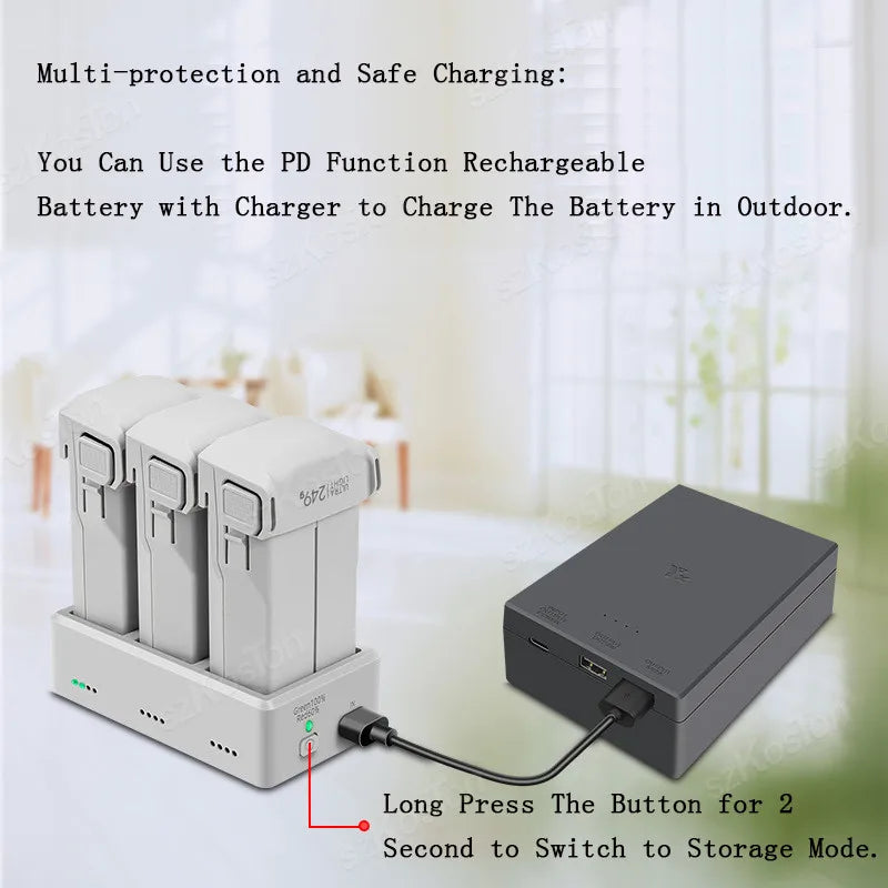 Three Channel Two-Way Charging Hub for DJI Mini 4 Pro/Mini 3 Pro Battery for Mini 3 Pro Battery Charger Drone Accessories