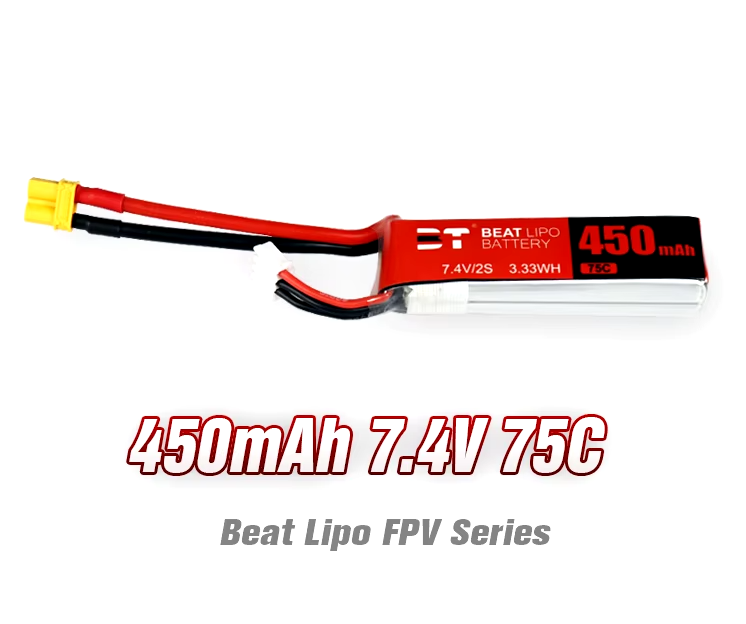 Batería LIPO 75C 2s de 450mAh y 7,4 V