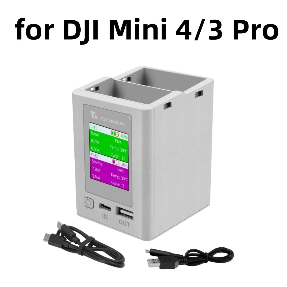 DJI Mini 3/4 Pro Charging Butler Two-way Digital Display Charging Hub Battery Intelligent Charger Power Bank Drone Accessory